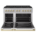 ZLINE Autograph Edition 48 in. 6.7 cu. ft. Marino Gas Range with 8 Burner DuoPro™ Cooktop and Dual Ovens in Stainless Steel and Champagne Bronze Accents (PMGRZ-48-CB)