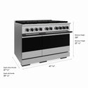 ZLINE Autograph Edition 48 in. 6.7 cu. ft. Marino Gas Range with 8 Burner DuoPro™ Cooktop and Dual Ovens in Stainless Steel and Matte Black Accents (PMGRZ-48-MB)
