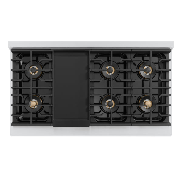 ZLINE Autograph Edition 48 in. 6.7 cu. ft. Marino Gas Range with 8 Burner DuoPro™ Cooktop and Dual Ovens in Stainless Steel and Matte Black Accents (PMGRZ-48-MB)