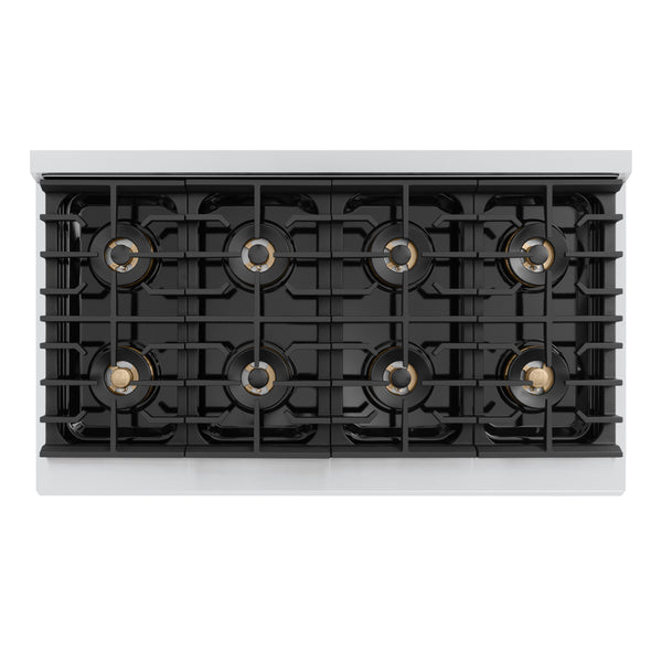 ZLINE Autograph Edition 48 in. 6.7 cu. ft. Marino Gas Range with 8 Burner DuoPro™ Cooktop and Dual Ovens in Stainless Steel and Matte Black Accents (PMGRZ-48-MB)