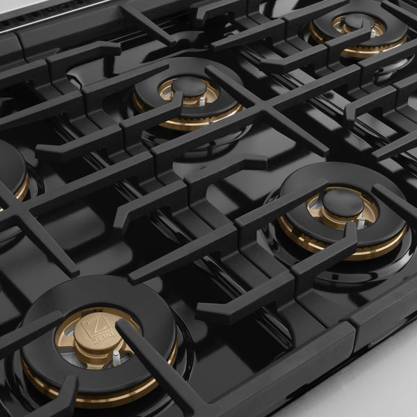 ZLINE Autograph Edition 36 in. 5.2 cu. ft. Marino Gas Range with 6 Burner DuoPro™ Cooktop and Convection Gas Oven with White Matte Door and Polished Gold Accents (PMGRZ-WM-36-G)