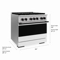 ZLINE Autograph Edition 36 in. 5.2 cu. ft. Marino Gas Range with 6 Burner DuoPro™ Cooktop and Convection Gas Oven with White Matte Door and Matte Black Accents (PMGRZ-WM-36-MB)