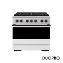 ZLINE Autograph Edition 36 in. 5.2 cu. ft. Marino Gas Range with 6 Burner DuoPro™ Cooktop and Convection Gas Oven with White Matte Door and Matte Black Accents (PMGRZ-WM-36-MB)