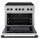 ZLINE Autograph Edition 36 in. 5.2 cu. ft. Marino Gas Range with 6 Burner DuoPro™ Cooktop and Convection Gas Oven with White Matte Door and Matte Black Accents (PMGRZ-WM-36-MB)