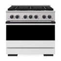 ZLINE Autograph Edition 36 in. 5.2 cu. ft. Marino Gas Range with 6 Burner DuoPro™ Cooktop and Convection Gas Oven with White Matte Door and Matte Black Accents (PMGRZ-WM-36-MB)