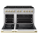 ZLINE Autograph Edition 48 in. 6.7 cu. ft. Marino Gas Range with 8 Burner DuoPro™ Cooktop and Dual Ovens with White Matte Doors and Champagne Bronze Accents (PMGRZ-WM-48-CB)