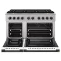 ZLINE Autograph Edition 48 in. 6.7 cu. ft. Marino Gas Range with 8 Burner DuoPro™ Cooktop and Dual Ovens with White Matte Doors and Matte Black Accents (PMGRZ-WM-48-MB)