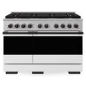 ZLINE Autograph Edition 48 in. 6.7 cu. ft. Marino Gas Range with 8 Burner DuoPro™ Cooktop and Dual Ovens with White Matte Doors and Matte Black Accents (PMGRZ-WM-48-MB)