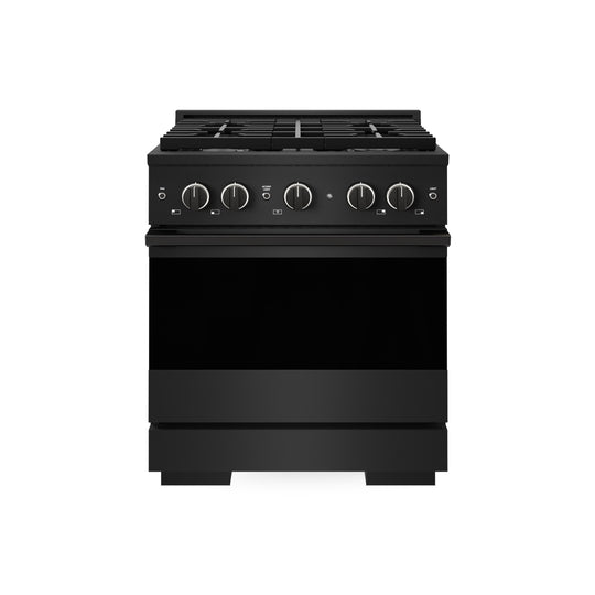 ZLINE 30 in. 4.2 cu. ft. Marino Dual Fuel Range with 4 Burner Gas Cooktop and Electric Convection Oven in Black Stainless Steel (MDRB-30)