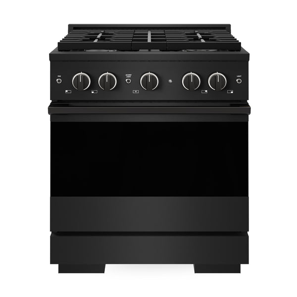 ZLINE 30 in. 4.2 cu. ft. Marino Dual Fuel Range with 4 Burner Gas Cooktop and Electric Convection Oven in Black Stainless Steel (MDRB-30)