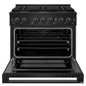ZLINE 36 in. 5.2 cu. ft. Marino Dual Fuel Range with 6 Burner Gas Cooktop and Electric Convection Oven in Black Stainless Steel (MDRB-36)