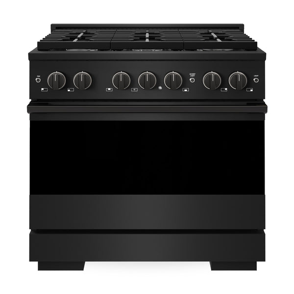 ZLINE 36 in. 5.2 cu. ft. Marino Dual Fuel Range with 6 Burner Gas Cooktop and Electric Convection Oven in Black Stainless Steel (MDRB-36)