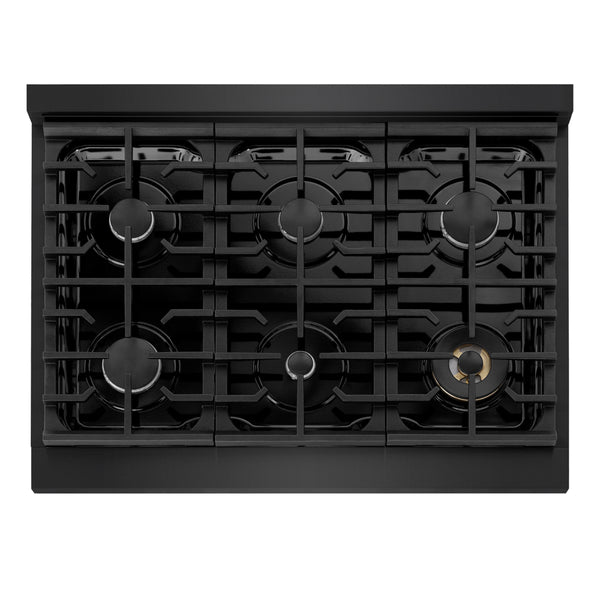 ZLINE 36 in. 5.2 cu. ft. Marino Dual Fuel Range with 6 Burner Gas Cooktop and Electric Convection Oven in Black Stainless Steel (MDRB-36)