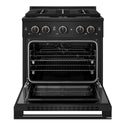 ZLINE 30 in. 4.2 cu. ft. Marino Dual Fuel Range with Gas Cooktop and Electric Convection Oven in Black Stainless Steel with 4 Brass Burners (MDRB-BR-30)