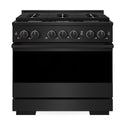 ZLINE 36 in. 5.2 cu. ft. Marino Dual Fuel Range with Gas Cooktop and Electric Convection Oven in Black Stainless Steel with 6 Brass Burners (MDRB-BR-36)