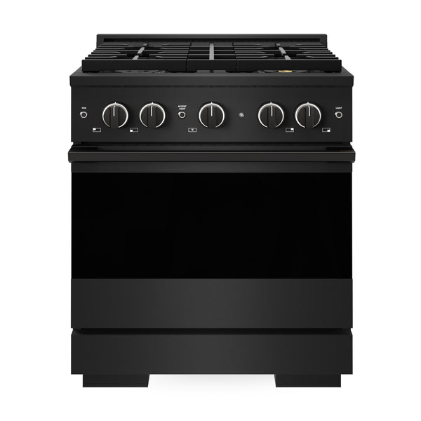 ZLINE 30 in. 4.2 cu. ft. Marino Dual Fuel Range with 4 Burner DuoPro™ Cooktop and Electric Convection Oven in Black Stainless Steel (PMDRB-30)