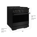 ZLINE 30 in. 4.2 cu. ft. Marino Gas Range with 4 Burner Cooktop and Convection Gas Oven in Black Stainless Steel (MGRB-30)