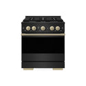 ZLINE Autograph Edition 30 in. 4.2 cu. ft. Marino Gas Range with 4 Burner Cooktop and Convection Gas Oven in Black Stainless Steel and Champagne Bronze Accents (MGRBZ-30-CB)