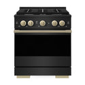 ZLINE Autograph Edition 30 in. 4.2 cu. ft. Marino Gas Range with 4 Burner Cooktop and Convection Gas Oven in Black Stainless Steel and Champagne Bronze Accents (MGRBZ-30-CB)