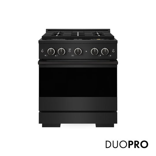 ZLINE 30 in. 4.2 cu. ft. Marino Gas Range with 4 Burner DuoPro™ Cooktop and Convection Gas Oven in Black Stainless Steel (PMGRB-30)