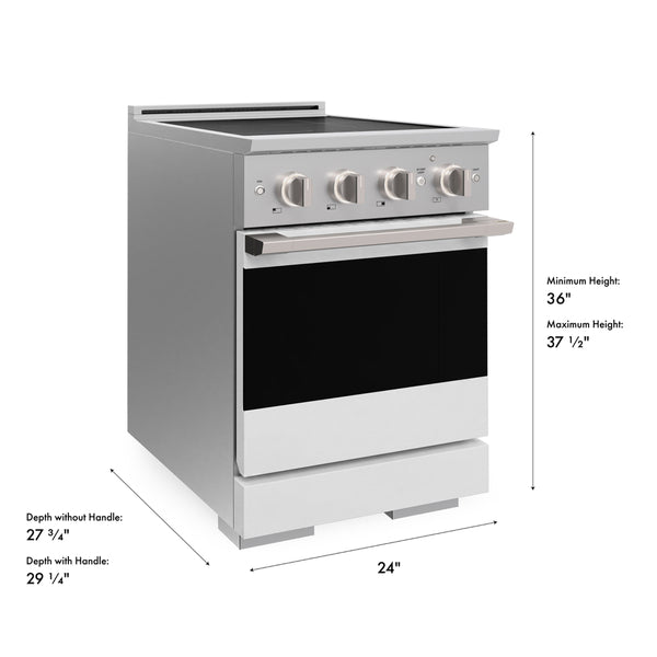 ZLINE 24 in. 3.2 cu. ft. Marino Induction Range with 3 Element Cooktop and Electric Convection Oven in Stainless Steel with White Matte Door (MINR-WM-24)