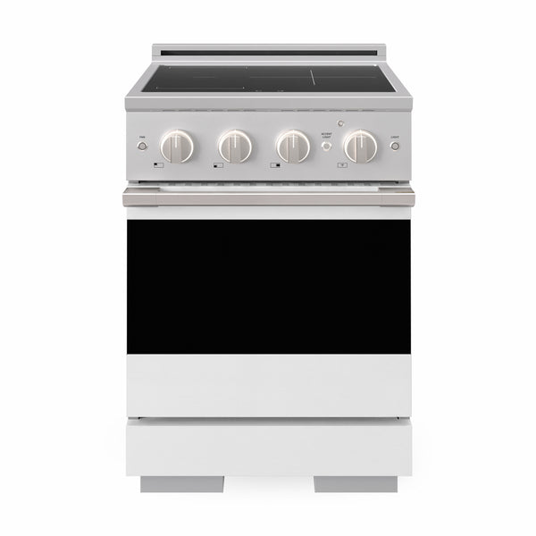 ZLINE 24 in. 3.2 cu. ft. Marino Induction Range with 3 Element Cooktop and Electric Convection Oven in Stainless Steel with White Matte Door (MINR-WM-24)