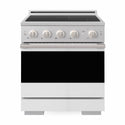 ZLINE 30 in. 4.2 cu. ft. Marino Induction Range with 4 Element Cooktop and Electric Convection Oven in Stainless Steel with White Matte Door (MINR-WM-30)
