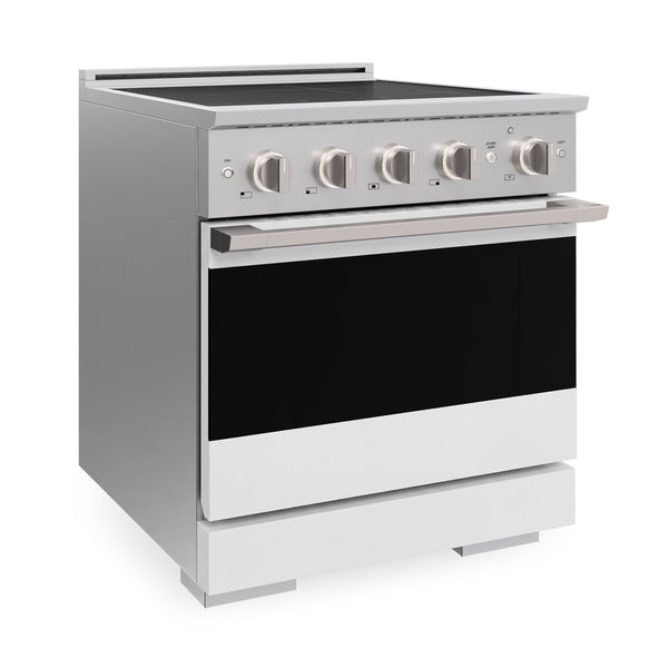ZLINE 30 in. 4.2 cu. ft. Marino Induction Range with 4 Element Cooktop and Electric Convection Oven in Stainless Steel with White Matte Door (MINR-WM-30)
