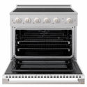 ZLINE 36 in. 5.2 cu. ft. Marino Induction Range with 5 Element Cooktop and Electric Convection Oven in Stainless Steel with White Matte Door (MINR-WM-36)