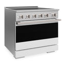 ZLINE 36 in. 5.2 cu. ft. Marino Induction Range with 5 Element Cooktop and Electric Convection Oven in Stainless Steel with White Matte Door (MINR-WM-36)