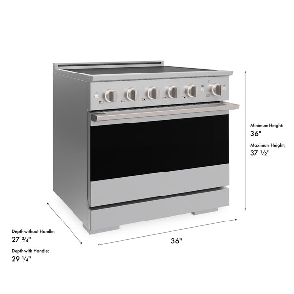 ZLINE 36 in. 5.2 cu. ft. Marino Induction Range with 5 Element Cooktop and Electric Convection Oven in Stainless Steel (MINR36)
