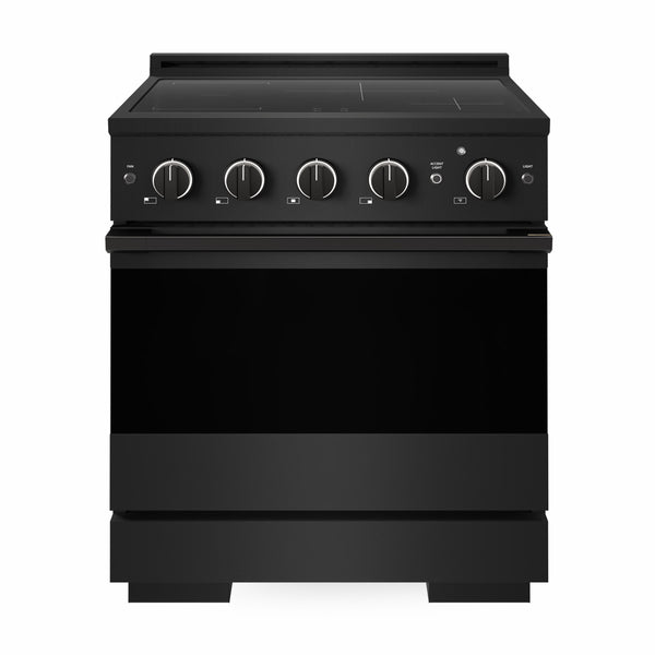 ZLINE 30 in. 4.2 cu. ft. Marino Induction Range with 4 Element Cooktop and Electric Convection Oven in Black Stainless Steel (MINRB-30)