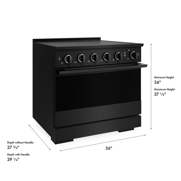 ZLINE 36 in. 5.2 cu. ft. Marino Induction Range with 5 Element Cooktop and Electric Convection Oven in Black Stainless Steel (MINRB-36)