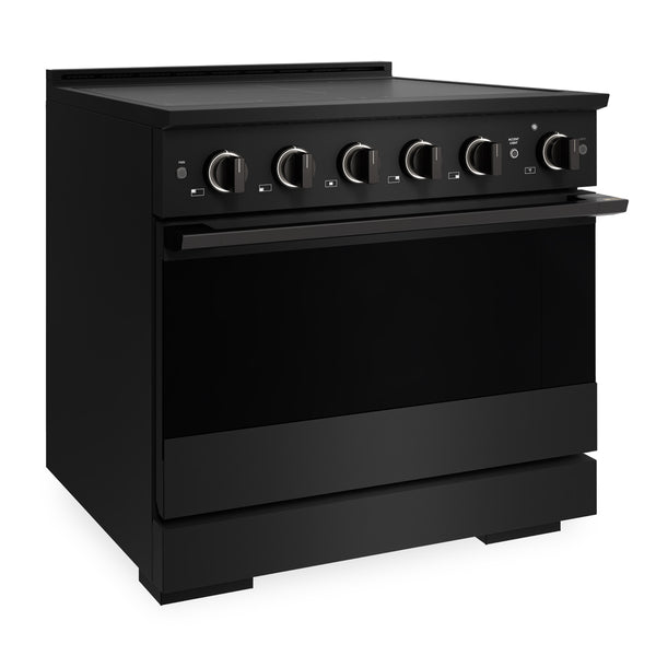 ZLINE 36 in. 5.2 cu. ft. Marino Induction Range with 5 Element Cooktop and Electric Convection Oven in Black Stainless Steel (MINRB-36)