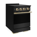 ZLINE Autograph Edition 24 in. 3.2 cu. ft. Marino Induction Range with 3 Element Cooktop and Electric Convection Oven in Black Stainless Steel with Champagne Bronze Accents (MINRBZ-24-CB)