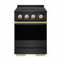 ZLINE Autograph Edition 24 in. 3.2 cu. ft. Marino Induction Range with 3 Element Cooktop and Electric Convection Oven in Black Stainless Steel with Polished Gold Accents (MINRBZ-24-G)
