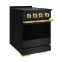 ZLINE Autograph Edition 24 in. 3.2 cu. ft. Marino Induction Range with 3 Element Cooktop and Electric Convection Oven in Black Stainless Steel with Polished Gold Accents (MINRBZ-24-G)