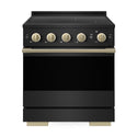ZLINE Autograph Edition 30 in. 4.2 cu. ft. Marino Induction Range with 4 Element Cooktop and Electric Convection Oven in Black Stainless Steel with Champagne Bronze Accents (MINRBZ-30-CB)