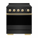 ZLINE Autograph Edition 30 in. 4.2 cu. ft. Marino Induction Range with 4 Element Cooktop and Electric Convection Oven in Black Stainless Steel with Polished Gold Accents (MINRBZ-30-G)