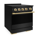 ZLINE Autograph Edition 30 in. 4.2 cu. ft. Marino Induction Range with 4 Element Cooktop and Electric Convection Oven in Black Stainless Steel with Polished Gold Accents (MINRBZ-30-G)