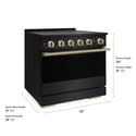ZLINE Autograph Edition 36 in. 5.2 cu. ft. Marino Induction Range with 5 Element Cooktop and Electric Convection Oven in Black Stainless Steel with Champagne Bronze Accents (MINRBZ-36-CB)