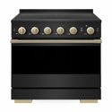 ZLINE Autograph Edition 36 in. 5.2 cu. ft. Marino Induction Range with 5 Element Cooktop and Electric Convection Oven in Black Stainless Steel with Champagne Bronze Accents (MINRBZ-36-CB)
