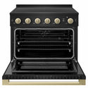 ZLINE Autograph Edition 36 in. 5.2 cu. ft. Marino Induction Range with 5 Element Cooktop and Electric Convection Oven in Black Stainless Steel with Champagne Bronze Accents (MINRBZ-36-CB)
