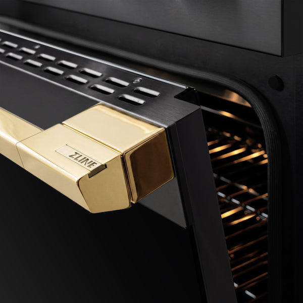 ZLINE Autograph Edition 36 in. 5.2 cu. ft. Marino Induction Range with 5 Element Cooktop and Electric Convection Oven in Black Stainless Steel with Polished Gold Accents (MINRBZ-36-G)