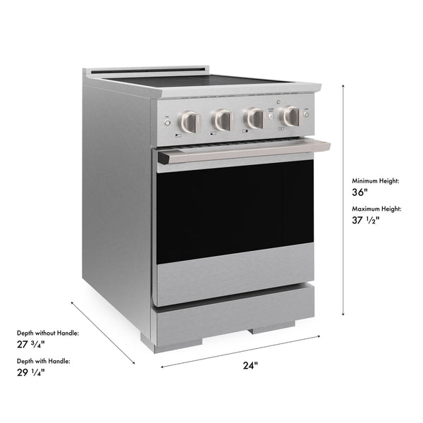 ZLINE 24 in. 3.2 cu. ft. Marino Induction Range with 3 Element Cooktop and Electric Convection Oven in Satin Stainless Steel (MINRS-24)