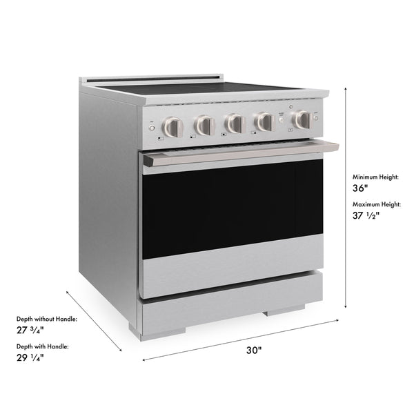 ZLINE 30 in. 4.2 cu. ft. Marino Induction Range with 4 Element Cooktop and Electric Convection Oven in Satin Stainless Steel (MINRS-30)