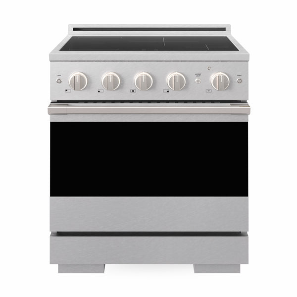 ZLINE 30 in. 4.2 cu. ft. Marino Induction Range with 4 Element Cooktop and Electric Convection Oven in Satin Stainless Steel (MINRS-30)