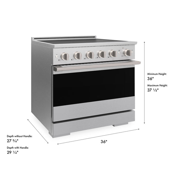 ZLINE 36 in. 5.2 cu. ft. Marino Induction Range with 5 Element Cooktop and Electric Convection Oven in Satin Stainless Steel (MINRS-36)