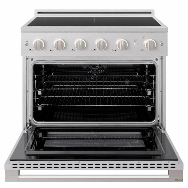 ZLINE 36 in. 5.2 cu. ft. Marino Induction Range with 5 Element Cooktop and Electric Convection Oven in Satin Stainless Steel (MINRS-36)