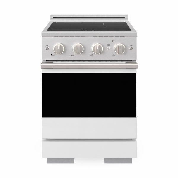ZLINE 24 in. 3.2 cu. ft. Marino Induction Range with 3 Element Cooktop and Electric Convection Oven in Satin Stainless Steel with White Matte Door (MINRS-WM-24)
